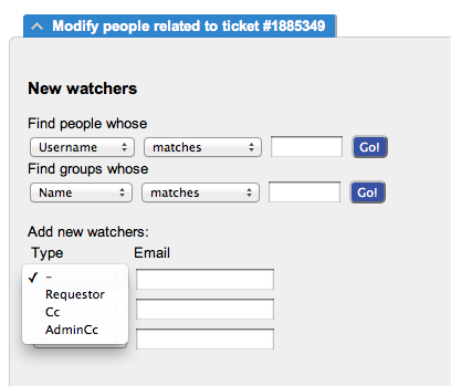 Email Watchers field