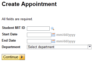 Create Appointment Page