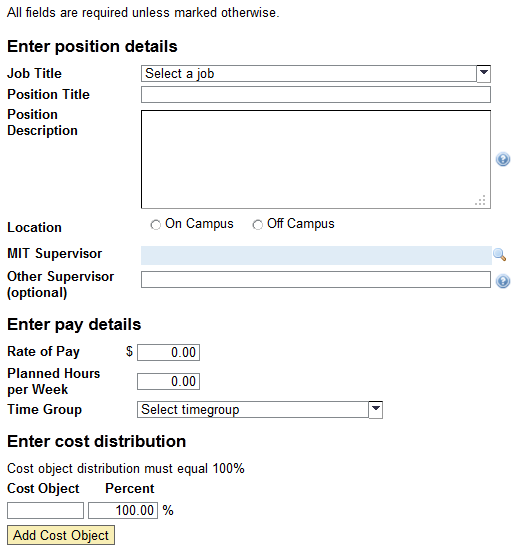 Position Details/Pay Details/Cost Distribution