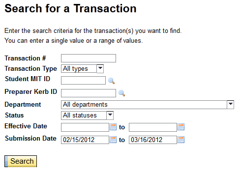 Search for a Transaction