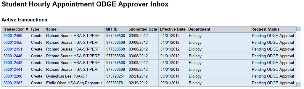 ODGE Approver Inbox