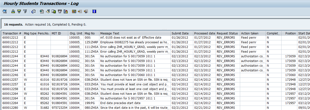 Transactions Log