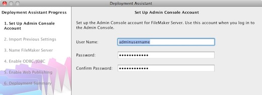 Setup Admin Console Account screen