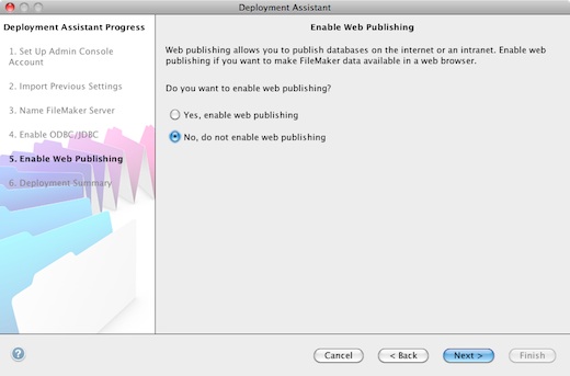 Enable web publishing screen