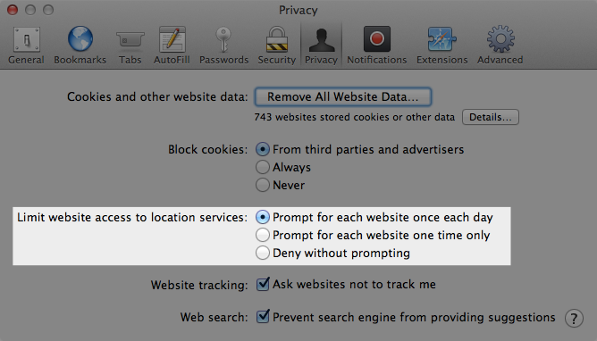 Location privacy preferences