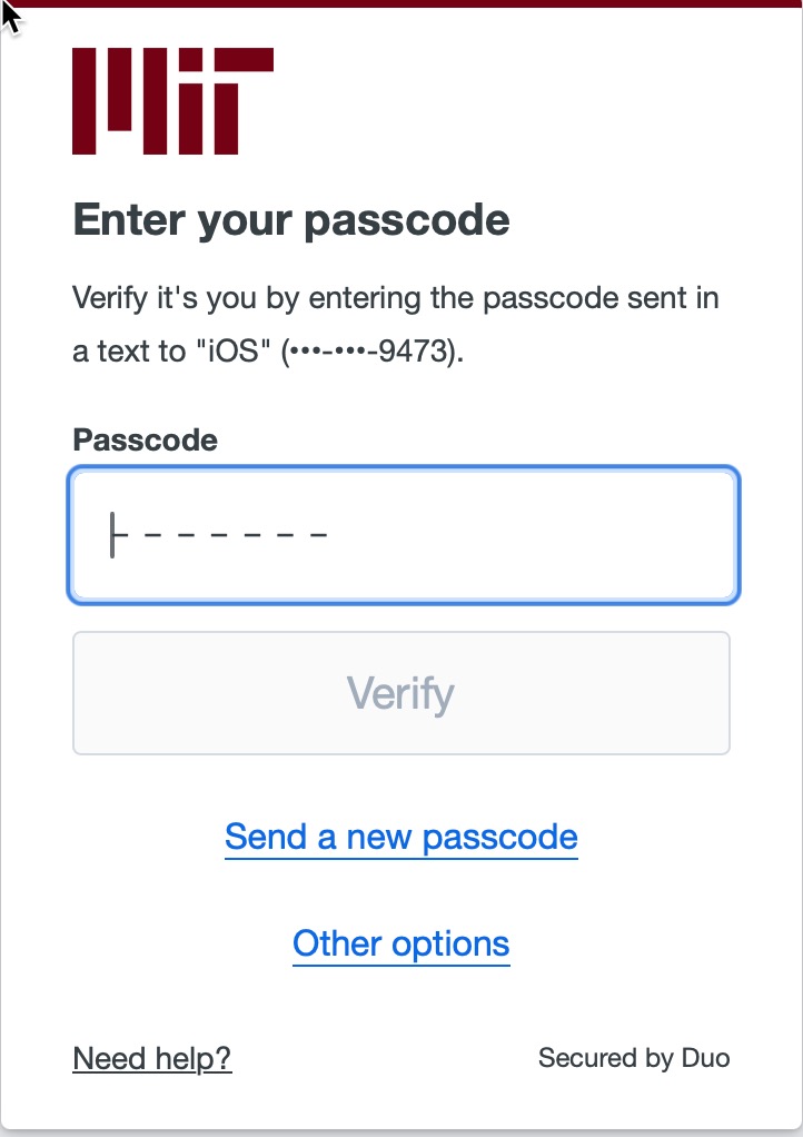 ""passcode entry screen'