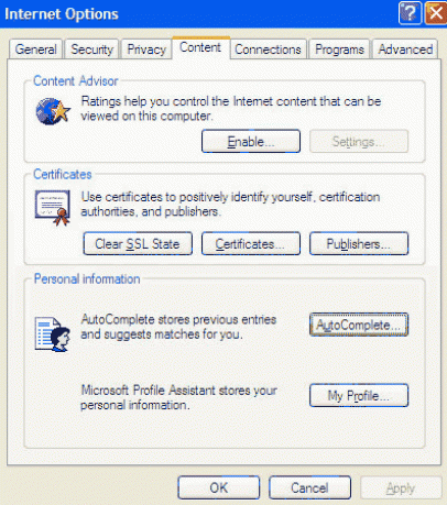 ie6 internet options