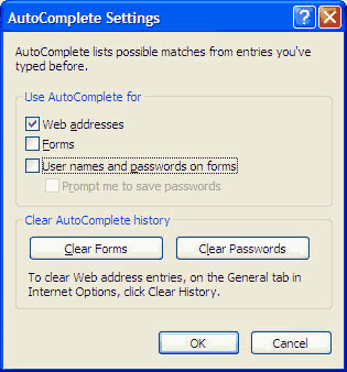AutoComplete settings