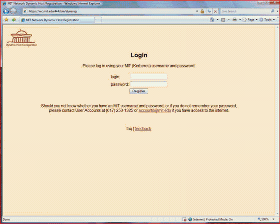 Login window