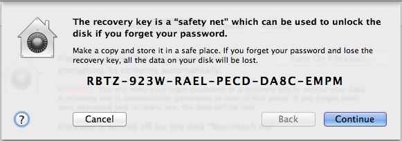 Disk recovery key