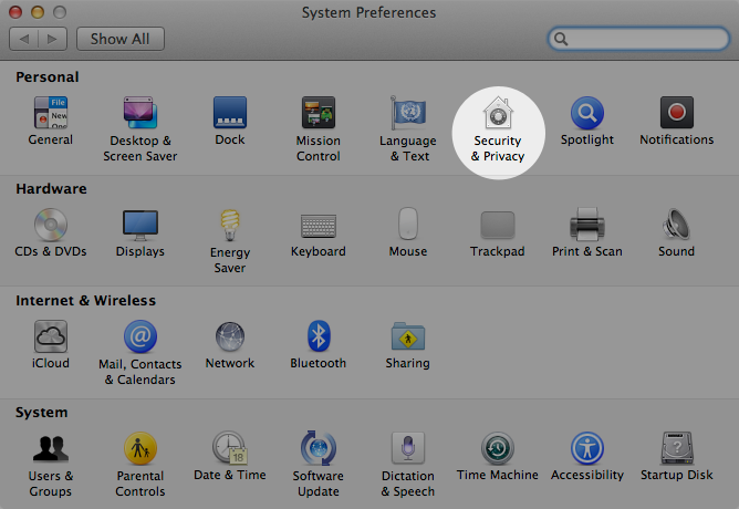 System Preferences preferences screen