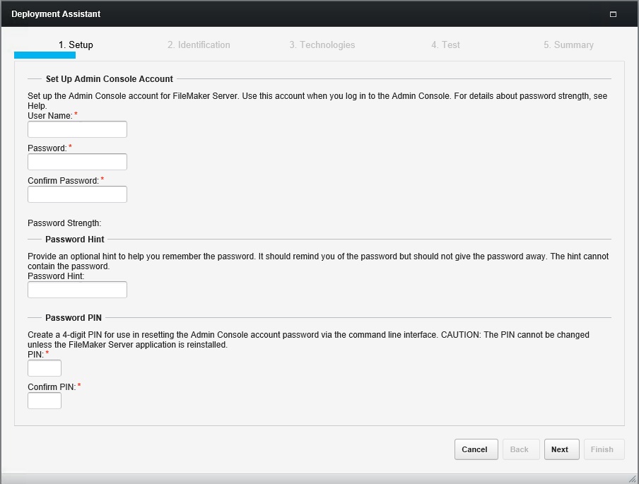 Deployment Assistant Setup screen