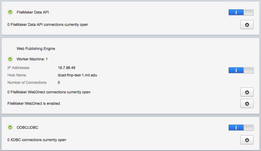 Admin Console Status screen - bottom