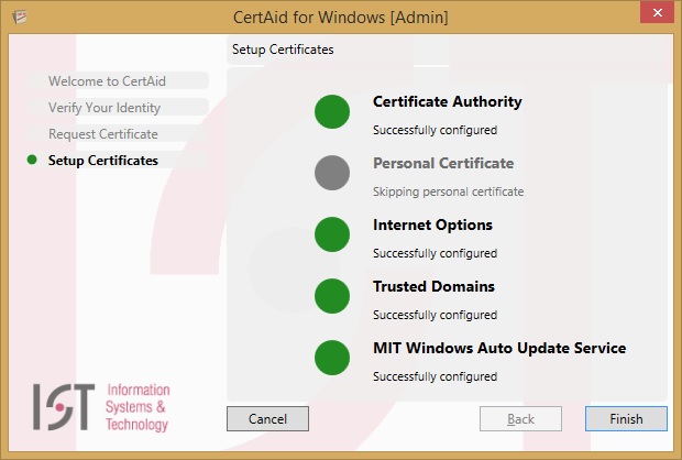 install your certificates screen