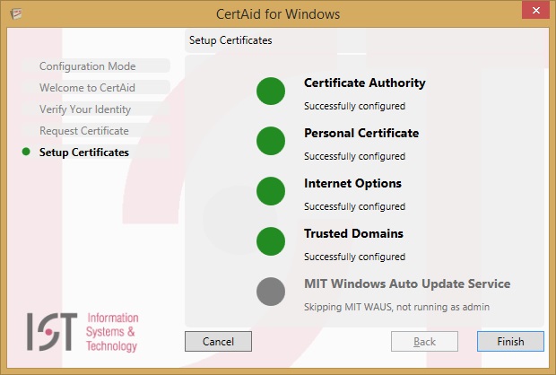 install your certificates screen