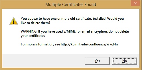 multiple certificates found screen