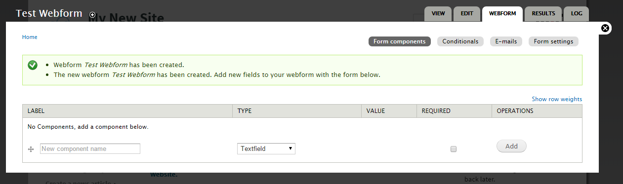 webform overlay screen