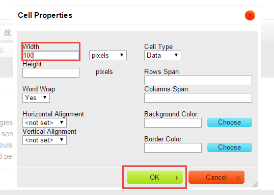 enter cell width