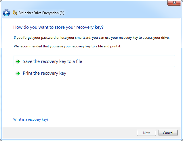 Choose to save recovery key