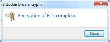 Encryption completed message