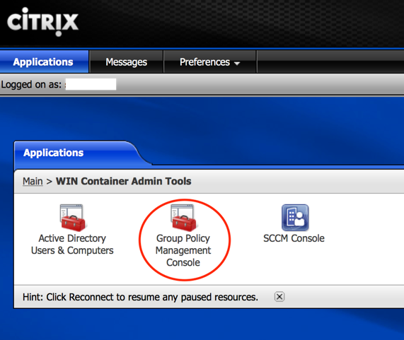 Citrix-OU Group Policy Management Console