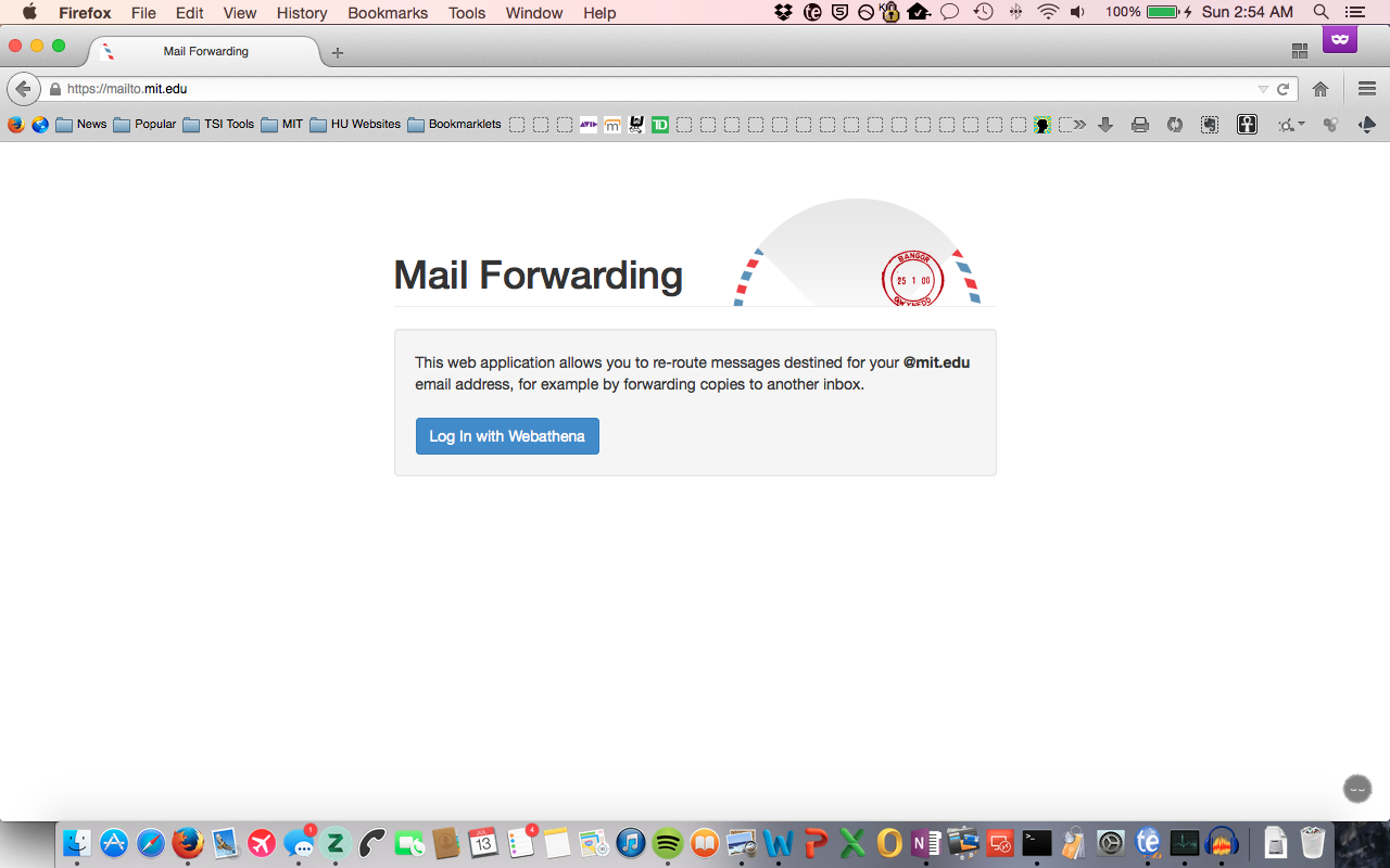 Mail Forwarding home page.
