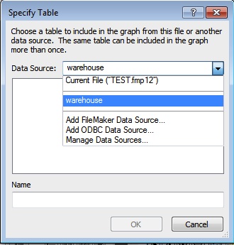 Data Source Drop-Down Menu