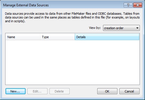 Manage External Data Sources Window