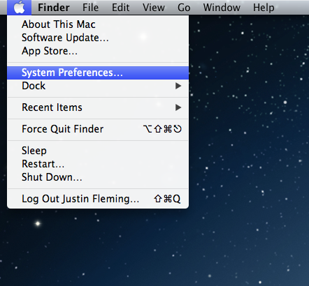 Apple > System preferences screen