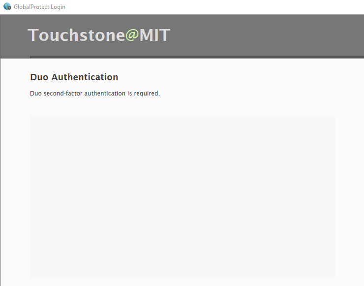 Screenshot of blank Duo authentication page