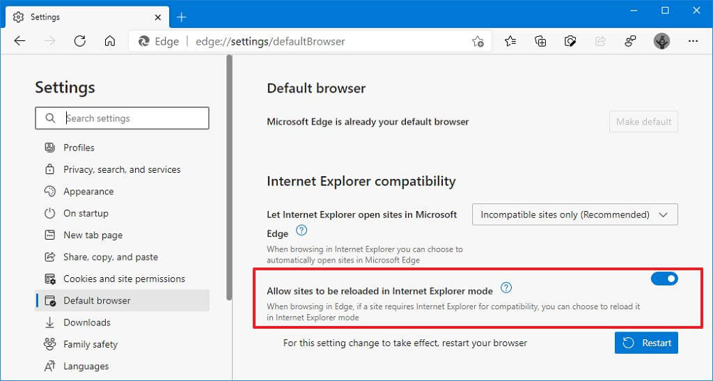 Internet Explorer Mode For Edge To Access Alm Hermes