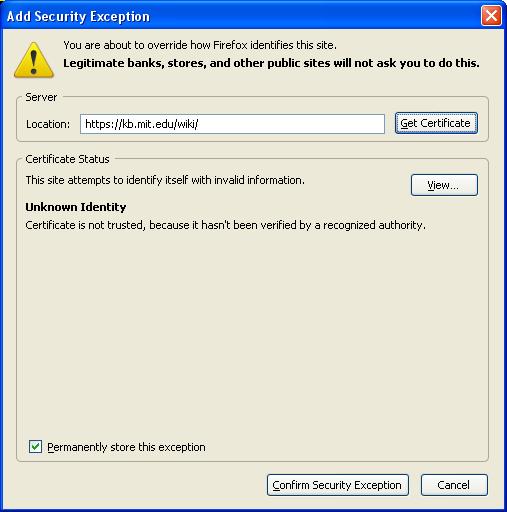 Add security exception for server