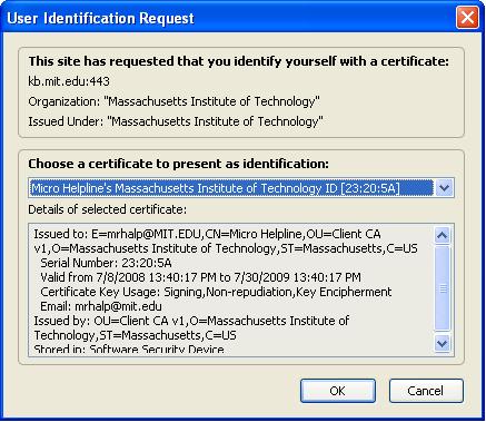 User identification request screen