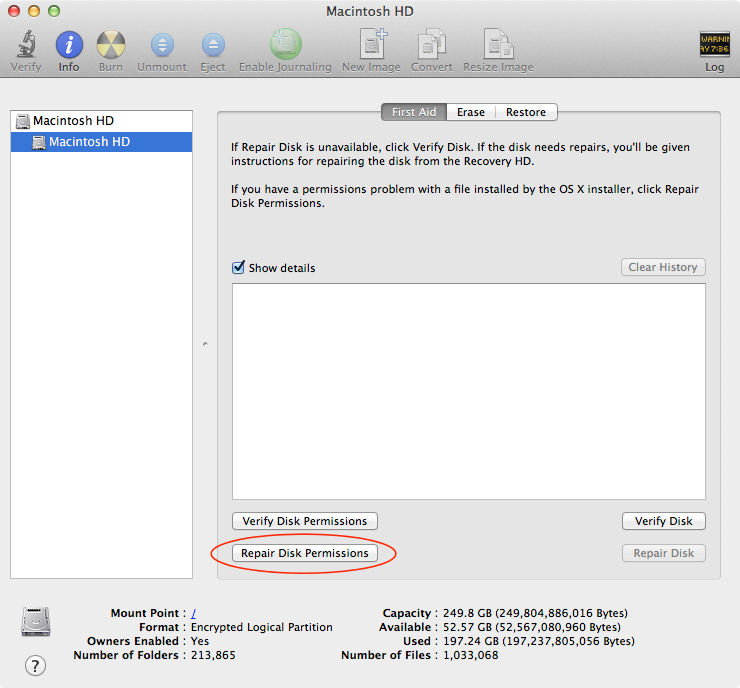 Disk Utility window