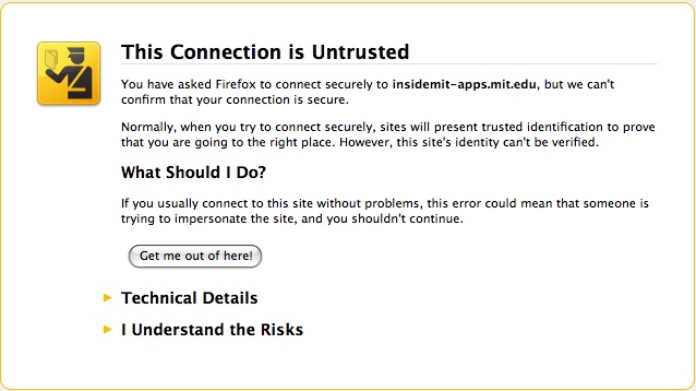 This Connection is Untrusted error message