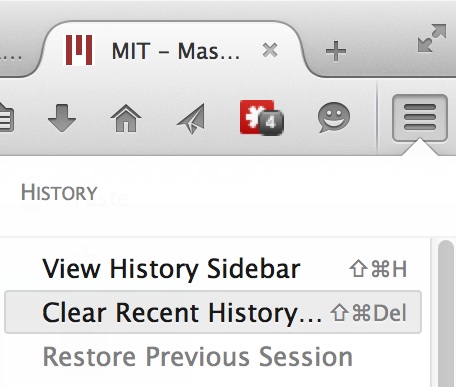 clear recent history