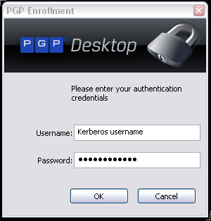 Authentication screen