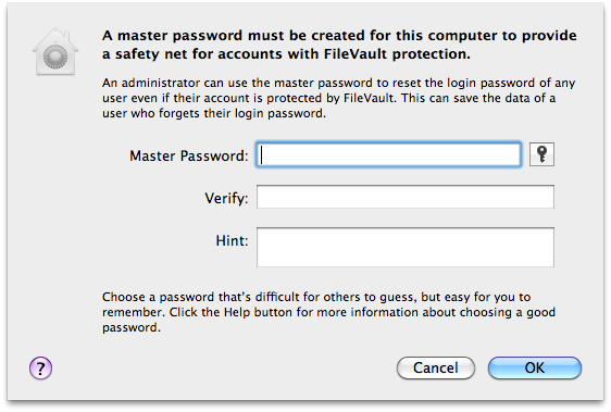 Set and verify master password