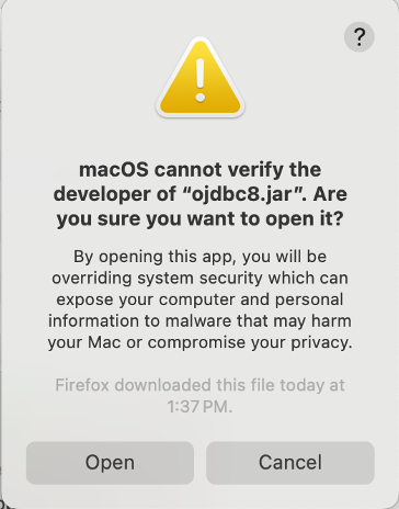 Macos Can't verify the developer. Do you want to open this file anyway